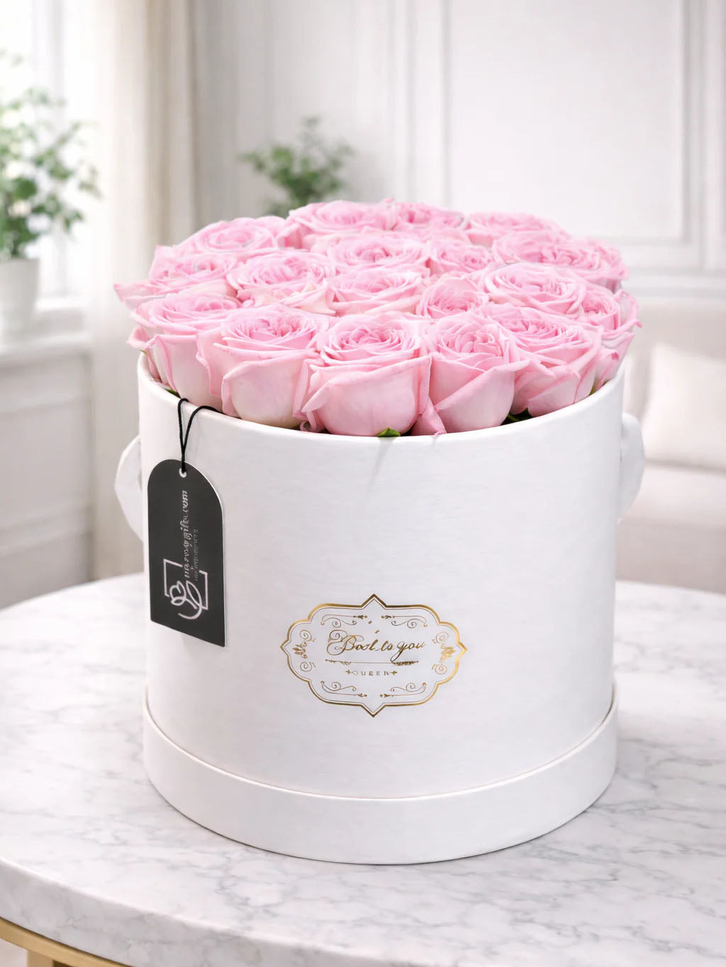 Blush Elegance – Pink Roses in Luxe White Box