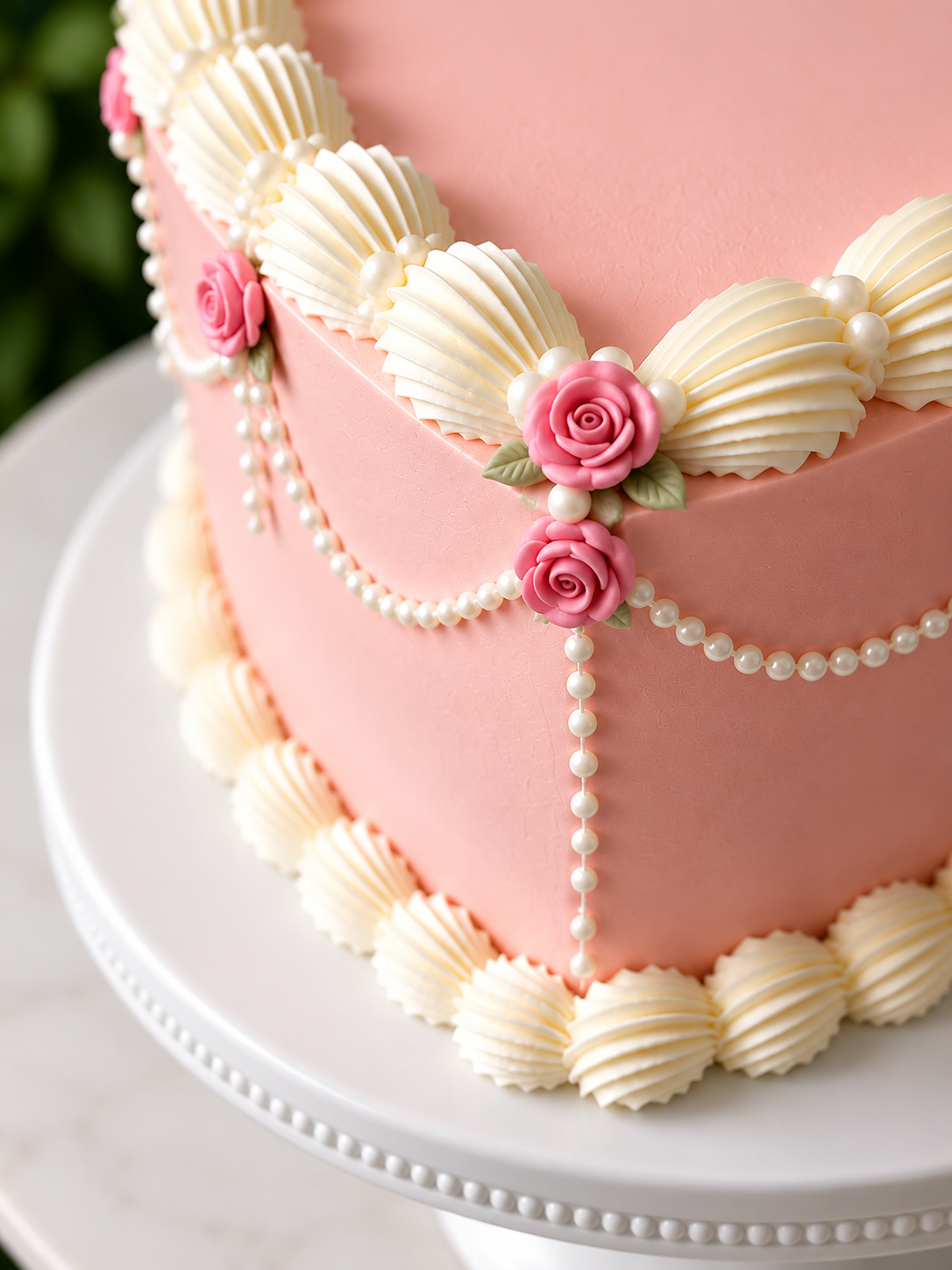 Rose Pearl Heart Cake