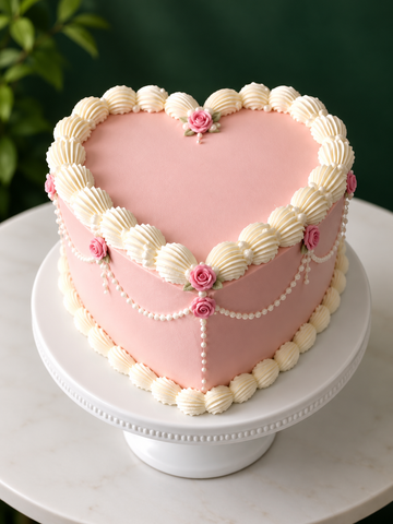 Rose Pearl Heart Cake