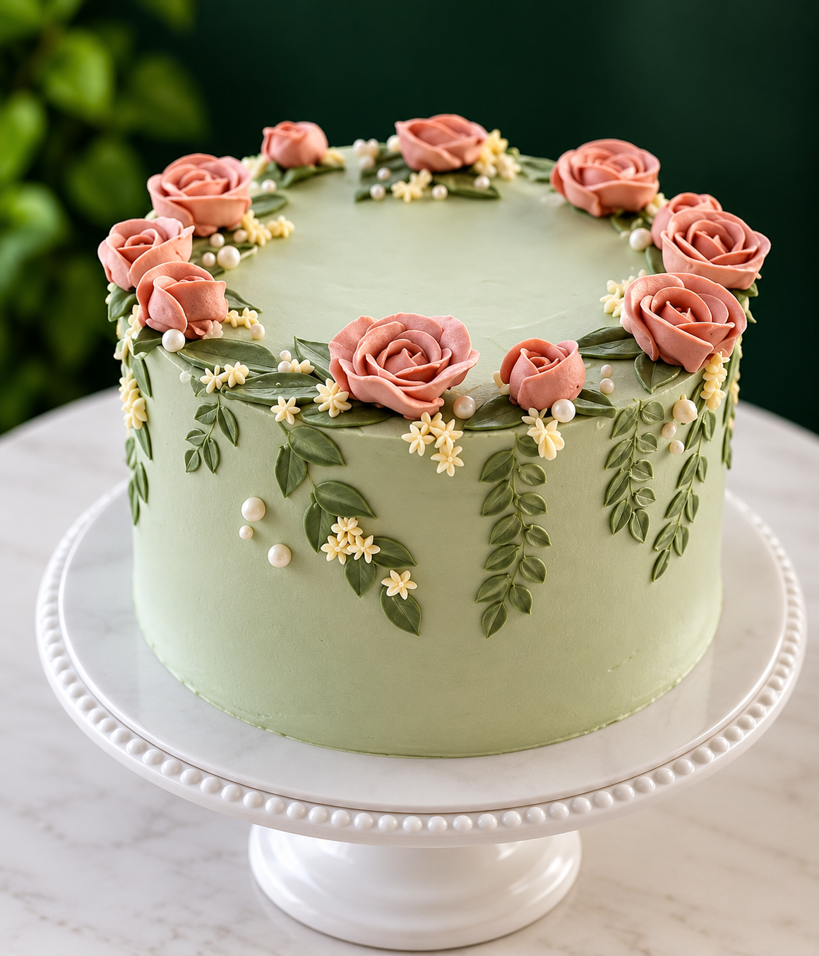 Blushing Rose Garden Cake