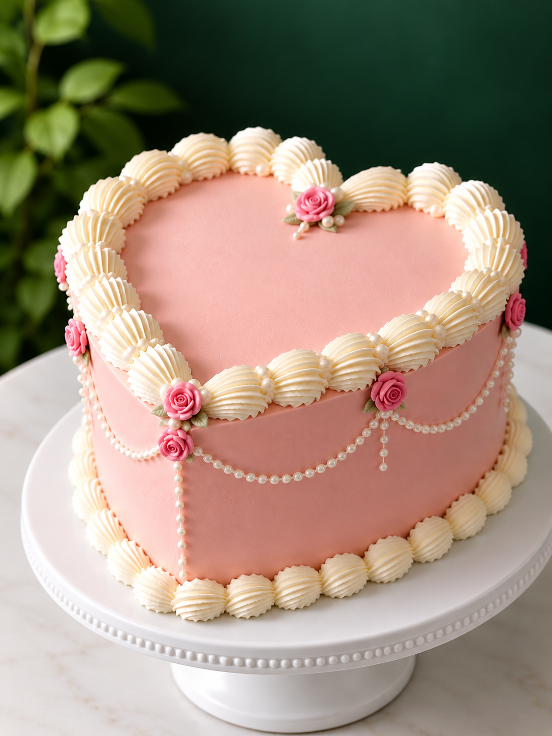 Rose Pearl Heart Cake