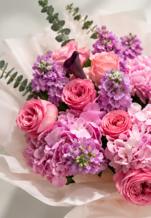 Pink Eustoma & Rose Bouquet