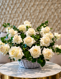 White Rose Basket